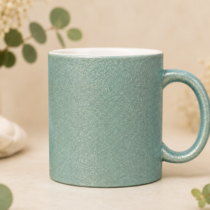 Glitzertasse hellblau- personalisierbar