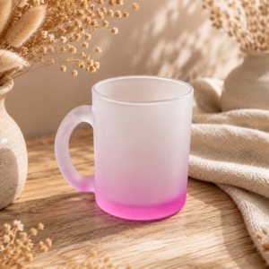 Satinierte Tasse mit Farbverlauf rosa - personalisierbar