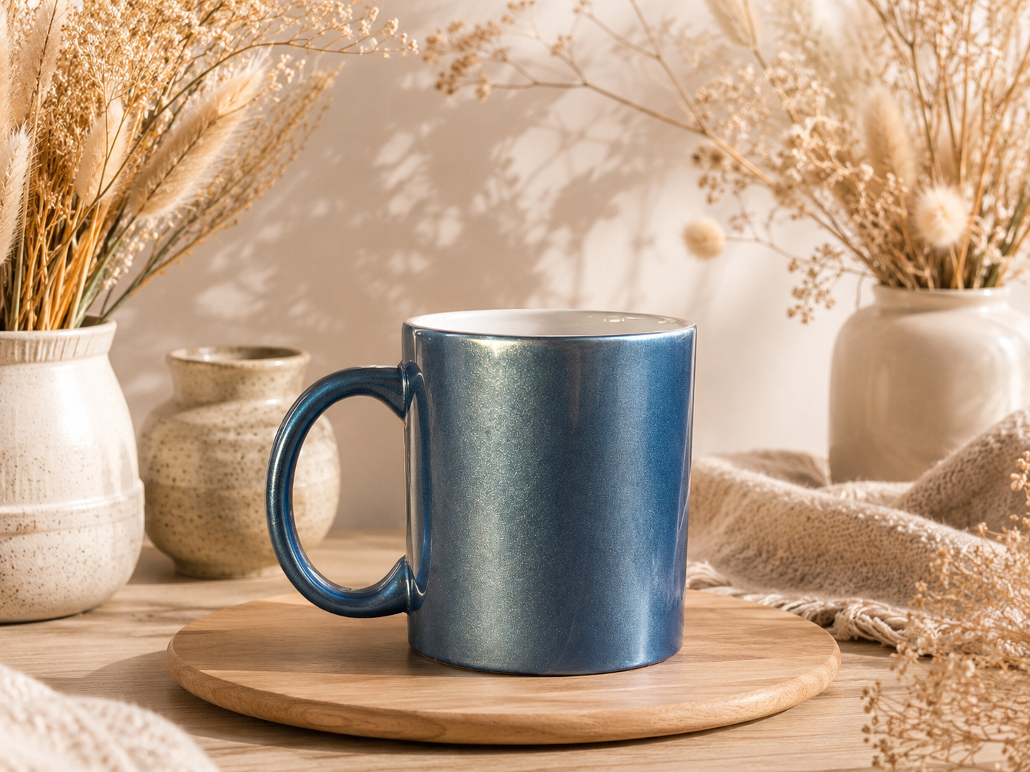Tasse Metallic Blau - personalisierbar