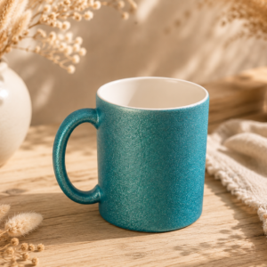 Glitzertasse türkis - personalisierbar