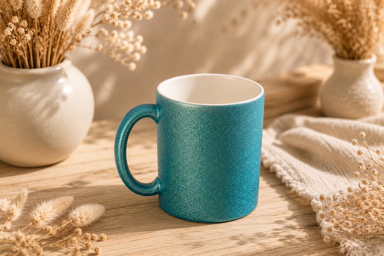 Glitzertasse türkis - personalisierbar