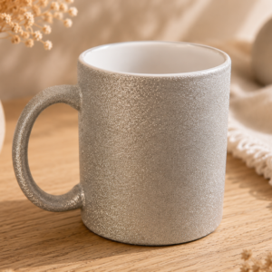Glitzertasse silber - personalisierbar