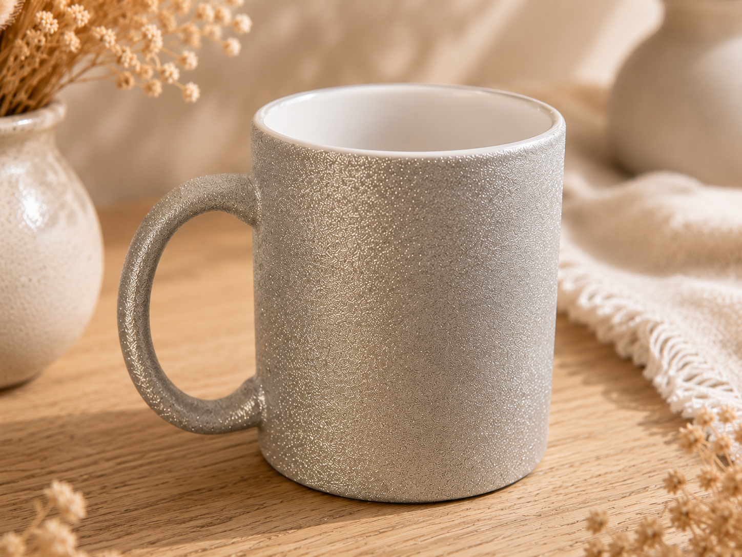 Glitzertasse silber - personalisierbar